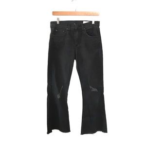 RAG and BONE 10 inch Crop Flare Gray Distressed Jeans 26